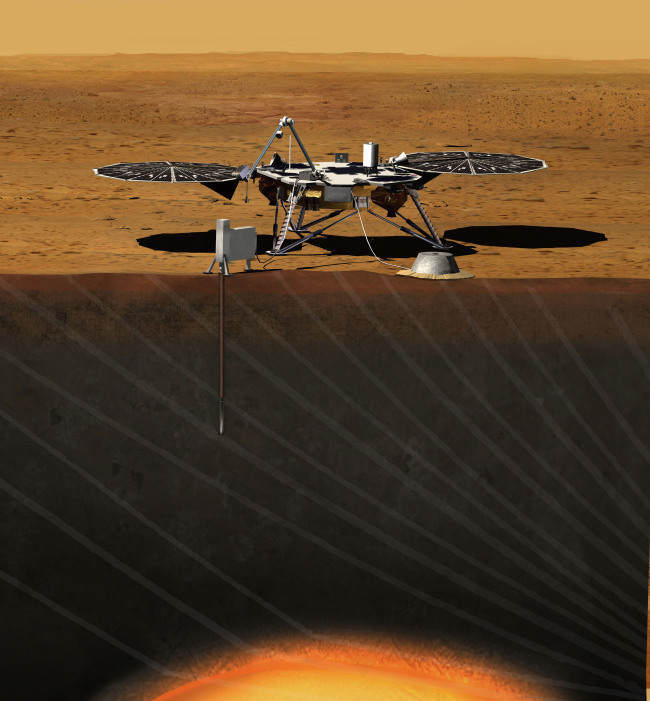 This image provided by NASA shows an artist’s rendition of the proposed InSight Lander. (AP-Yonhap News)