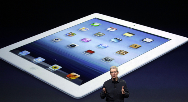 Apple`s CEO Tim Cook presenting the New iPad (Yonhap News)