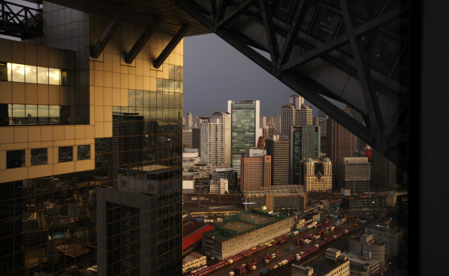 Commercial buildings stand in Osaka, Japan. (Bloomberg)