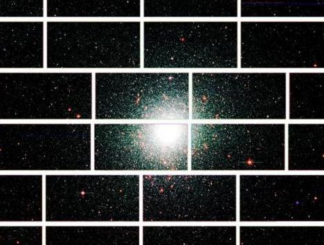 Zoomed-in image from the Dark Energy Camera of the center of the globular star cluster 47 Tucanae, which lies about 17,000 light years from Earth. (Dark Energy Survey Collaboration-UPI)