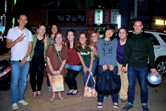 Help Your Suwon Volunteers gather during a weekly session to give out food to the homeless in Suwon, Gyeonggi Province. (HYS)