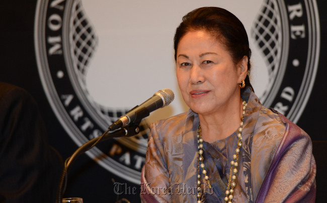 Chung Hee-ja, director of the ArtSonje Center and Museum, speaks at a press conference in Seoul on Wednesday. (Chung Hee-cho/The Korea Herald)