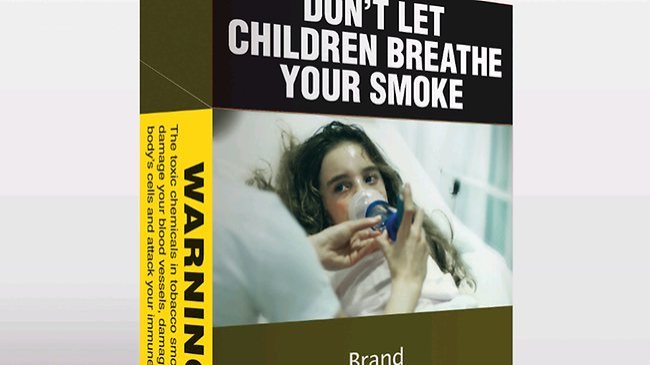 Plain packaging for cigarettes, as in this computer-generated image, currently being advocated by the Federal Government is both good policy and good politics. (AP)