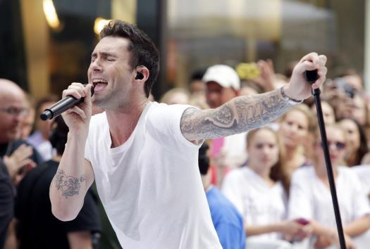 Adam Levine and Maroon 5 perform on the NBC Today Show at Rockefeller Center in New York City on June 29, 2012 (UPI)