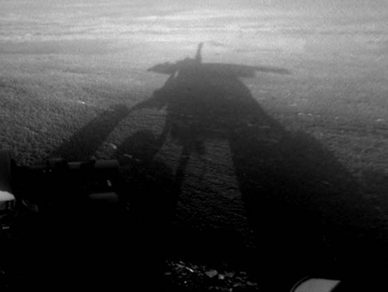 This image provided by NASA shows a shadow self-portrait taken by NASA`s Opportunity rover on the Martian surface. (AP)