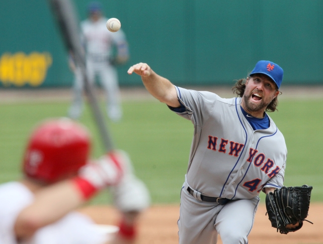 New York Mets pitcher R.A. Dickey throws against the St. Louis Cardinals on Sept. 5. (MCT)