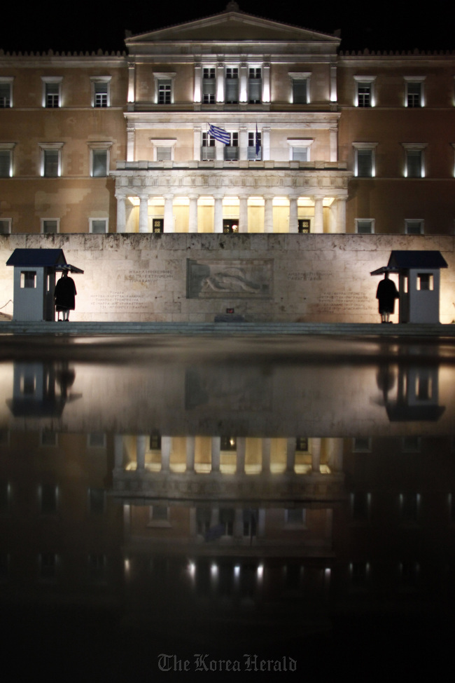 The Greek parliament building on Syntagma Square in Athens. (Bloomberg)