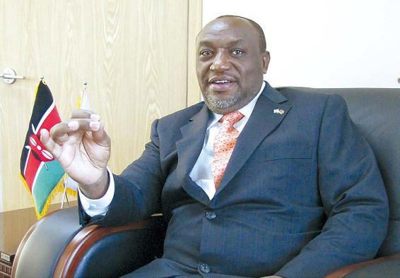 Kenyan Ambassador Ngovi Kitau gestures during an interview with The Korea Herald in his office in Seoul ahead of a reception celebrating Kenya’s 49th Independence Day, Thursday. (Philip lglauer/The Korea Herald)