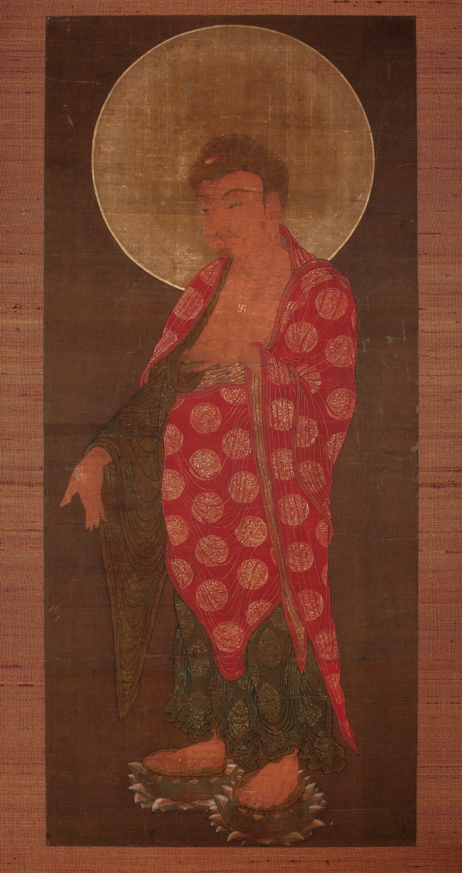 “Amitanaeyeongdo,” a 14th-century full-length portrait of Amitabha Buddha from the Goryeo period. (National Museum of Korea)