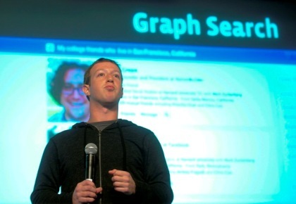 Mark Zuckerberg, chief executive officer and founder of Facebook Inc., introduces Graph Search at Facebook headquarters. (Bloomberg)