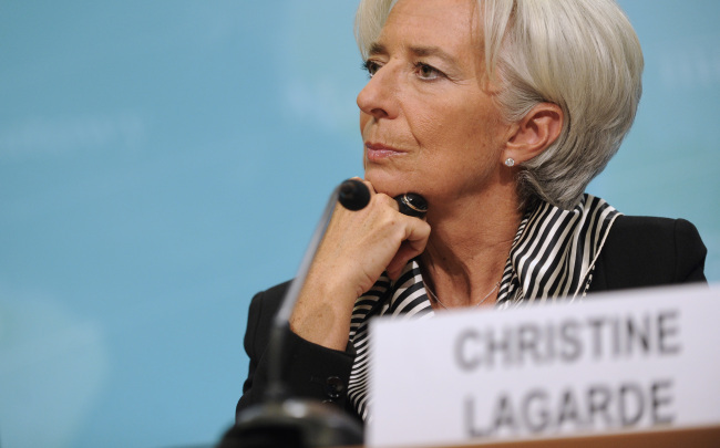 Managing Director of the International Monetary Fund Christine Lagarde attends a news conference on the outlook of global economy in 2013 in Washington D.C. on Thursday. (Xinhua-Yonhap News)