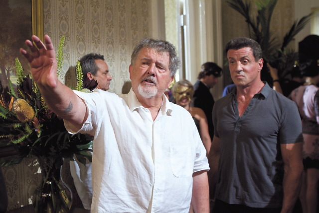 Director Walter Hill (left) and Sylvester Stallone are shown on the set of “Bullet to the Head.” (IM Global/MCTeye)