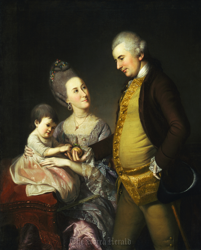 “Portrait of John and Elizabeth Lloyd Cadwalader and Their Daughter Anne” by Charles Willson Peale, 1772. (The National Museum of Korea)