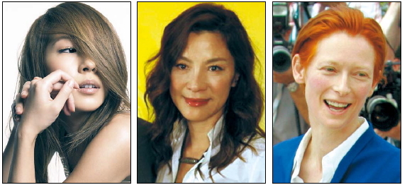 From left: Korean singer BoA, Hong Kong-based Malaysian actress Michelle Yeoh, and British actress Tilda Swinton are among the actresses starring in upcoming Korean-foreign joint production films. (Korea Herald File photos)
