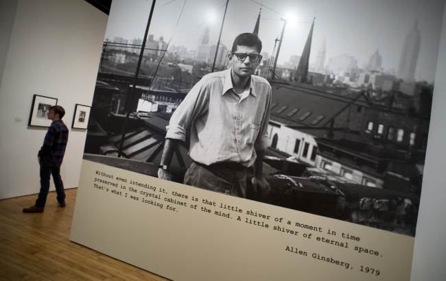 A photograph of 20th-century American poet Allen Ginsberg is part of an exhibit of Ginsberg’s photographs at New York University’s Grey Art Gallery in New York. (AFP-Yonhap News)