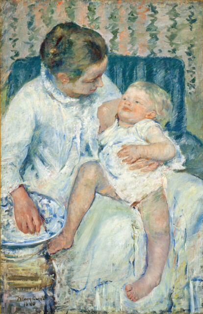 “Mother about to Wash Her Sleepy Child” by Mary Cassatt (Los Angeles County Museum of Art/National Museum of Korea)