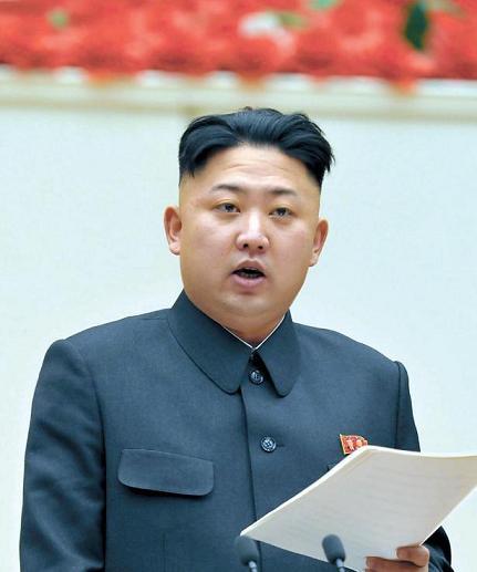 North Korean leader Kim Jong-un addresses a Worker’s Party meeting on Jan. 28. (Yonhap News)