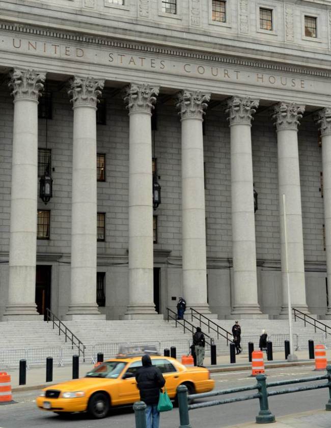 View of Federal Courthouse in Manhattan where the trial of New York Police Department officer Gilberto Valle, accused of conspiring to kidnap women that he planned to cook and eat, began February 25, 2013 in New York. (AFP)