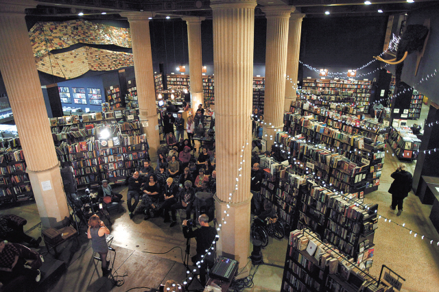 A woman shares a story at The Last Bookstore in downtown Los Angeles, California, on Jan. 31. (MCT)