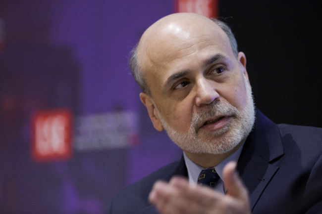 Ben Bernanke, chairman of the U.S. Federal Reserve, speaks during a financial and economic event at the London School of Economics in London on Monday. (Bloomberg)