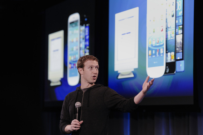 Facebook CEO Mark Zuckerberg speaks in Menlo Park, California, Thursday. (Bloomberg)