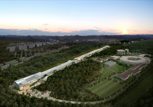 An aerial view of where the fourth-generation synchrotron facility will be constructed in Pohang, North Gyeongsang Province. (POSTECH)