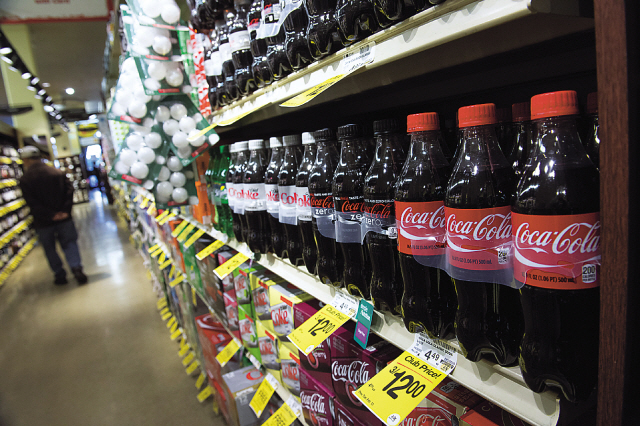 Coca-Cola Co. soda products are displayed in a supermarket in San Francisco, California. (Bloomberg)