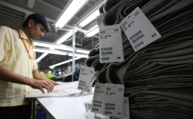 Price tags are seen on clothing for H&M at the Talisman Ltd. garment factory in the export processing zone of Dhaka, Bangladesh. (Bloomberg)