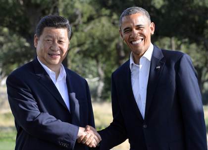 US President Barack Obama shakes hands with Chinese President Xi Jinping before their bilateral meeting at the Annenberg Retreat at Sunnylands in Rancho Mirage, California, on June 7. (AFP)