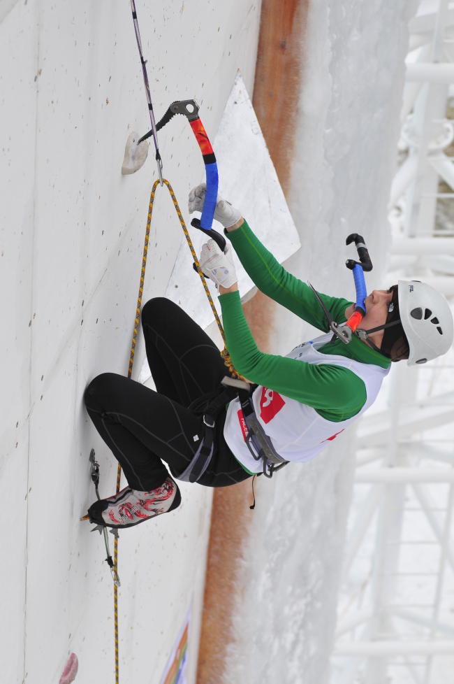 Eimir McSwiggan competes in the Ice Climbing World Cup in Cheongsong, North Gyeongsang Province, in January. (Eimir McSwiggan)