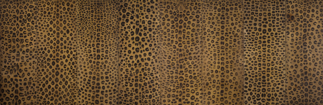 Leopard skin pattern painting, an eight-panel folding screen from the 18th century. (Gana Art Gallery)