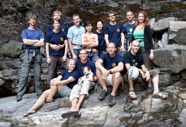 Korea on the Rocks members gather at Yongso Pokpo near Gurye in South Jeolla Province. (KOTRi)