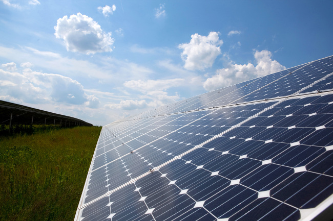 Solar panels produced by Solarworld AG are seen in a field near the company’s plant in Freiberg, Germany. (Bloomberg)