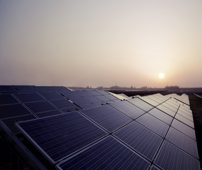 Solar modules manufactured by Hanwha Solar at a solar power facility in Xuzhou, China. (Hanwha Group)