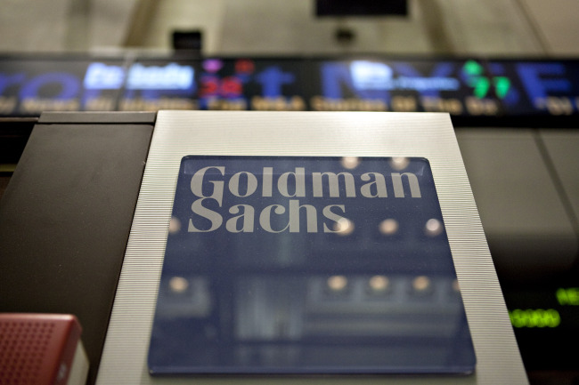 A Goldman Sachs Group Inc. logo hangs on the floor of the New York Stock Exchange in New York. (Bloomberg)