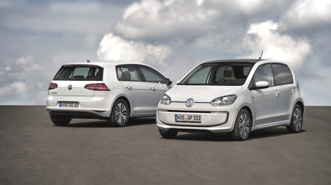 The Volkswagen e-Golf (left) and e-Up