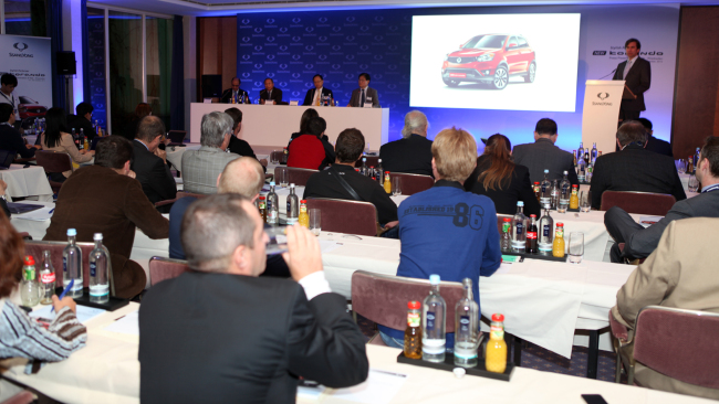 Ssangyong Motor holds a launching event for the New Korando C in Wiesbaden, Germany, Wednesday. (Ssangyong Motor)