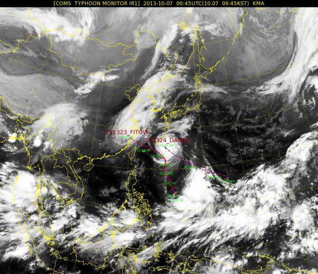 태풍 다나스와 피토의 경로 (기상청 홈페이지)