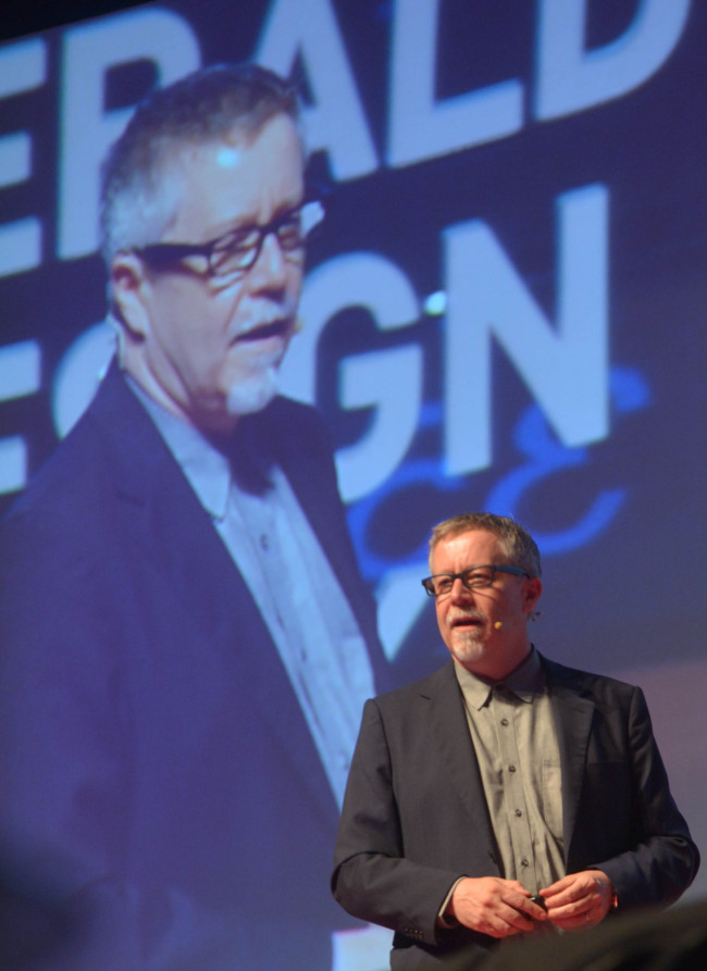 Tim Brown, CEO of IDEO, lectures on design in a volatile world. (Kim Myung-sub/The Korea Herald)