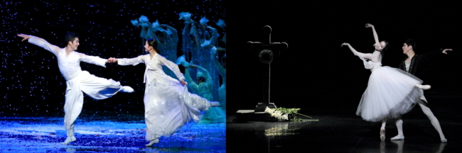 A scene from the National Dance Company of Korea’s “Chum, Chunhyang” (left) and the Korean National Ballet’s “Giselle” (The National Theater of Korea)