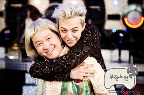 Infinite Challenge member Jeong Hyeong-don (left) and G-Dragon. (MBC)