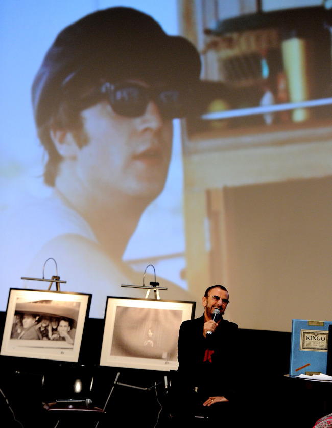 Musician and former Beatle Ringo Starr speaks at Genesis Publications unveiling of “PHOTOGRAPH” by Ringo Starr at the Arclight Theatre on Wednesday in Los Angeles, California. (AFP-Yonhap News)