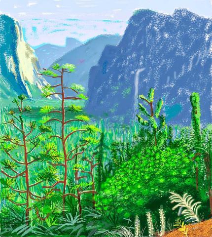 “Yosemite I, October 16th 2011” by David Hockney. (2013 David Hockney/The Fine Arts Museums of San Francisco)