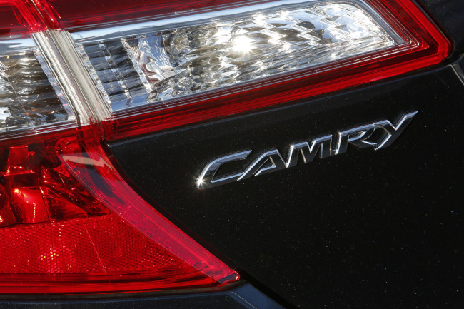 The Toyota Motor Corp. Camry logo is seen on a vehicle displayed for sale at the DCH Auto Group Dealership in Torrance, California. (Bloomberg)