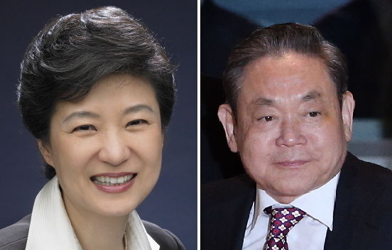 (from left) Park Geun-hye, Lee Kun-hee