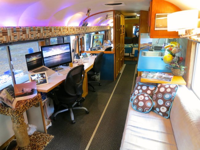 A software business functions comfortably from a converted touring coach. (Technomadia.com/MCT)