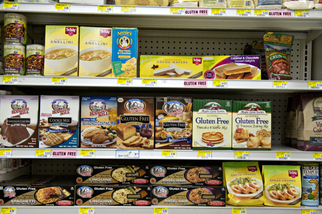 Gluten-free products sit on display at a supermarket in Princeton, Illinois. (Bloomberg)