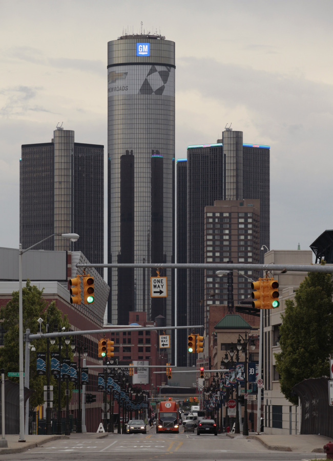 The global headquarters of General Motors Co. in Detroit. (Bloomberg)