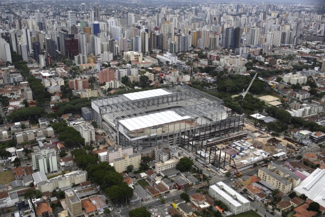 An aerial view of the Arena da Baixada stadium in Curitiba, Brazil (AP-Yonhap News)