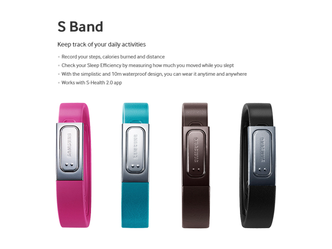 Images of Samsung’s Galaxy S Band, a health-related accessory for the Galaxy S4 smartphone